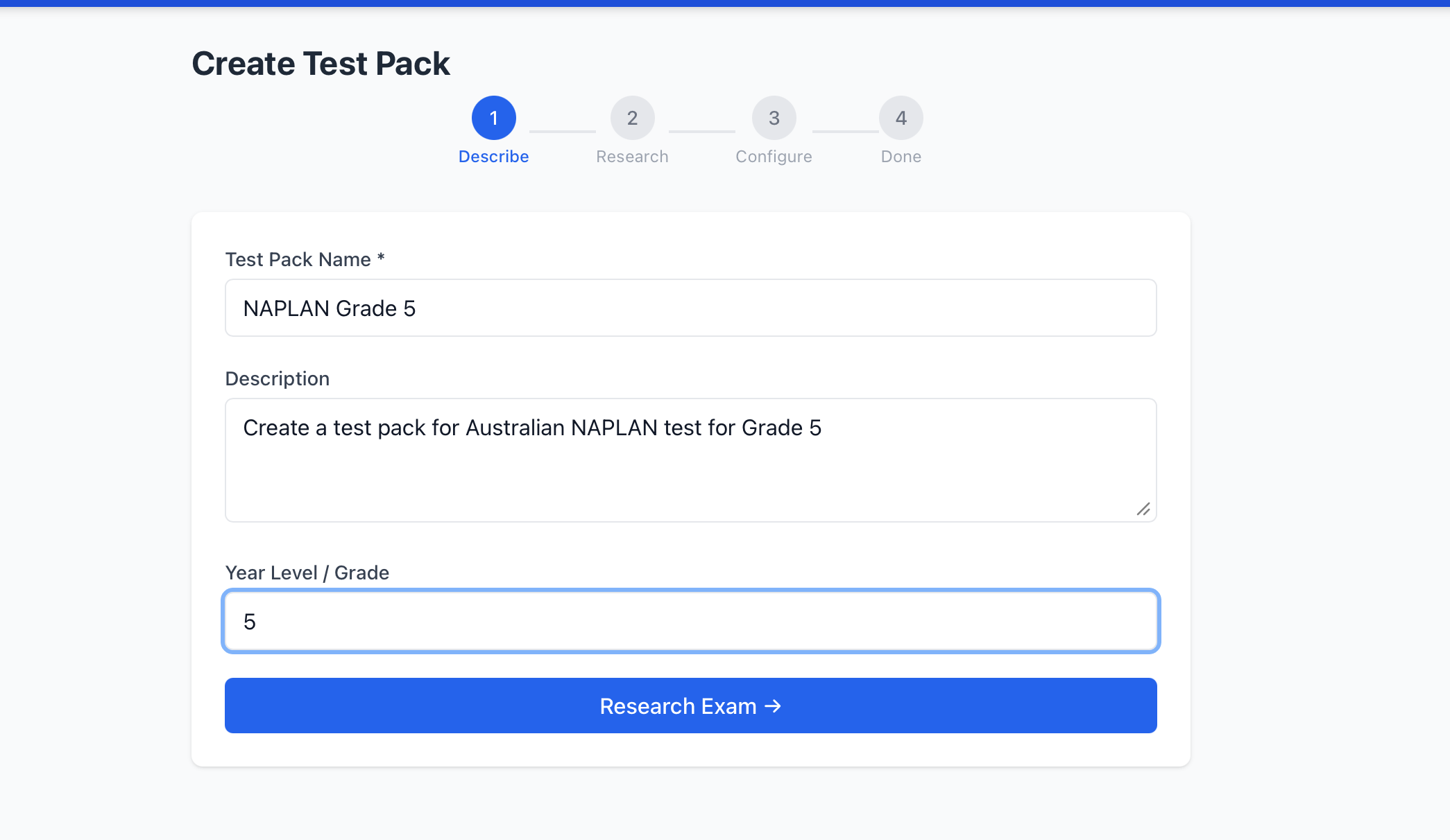 Create test page