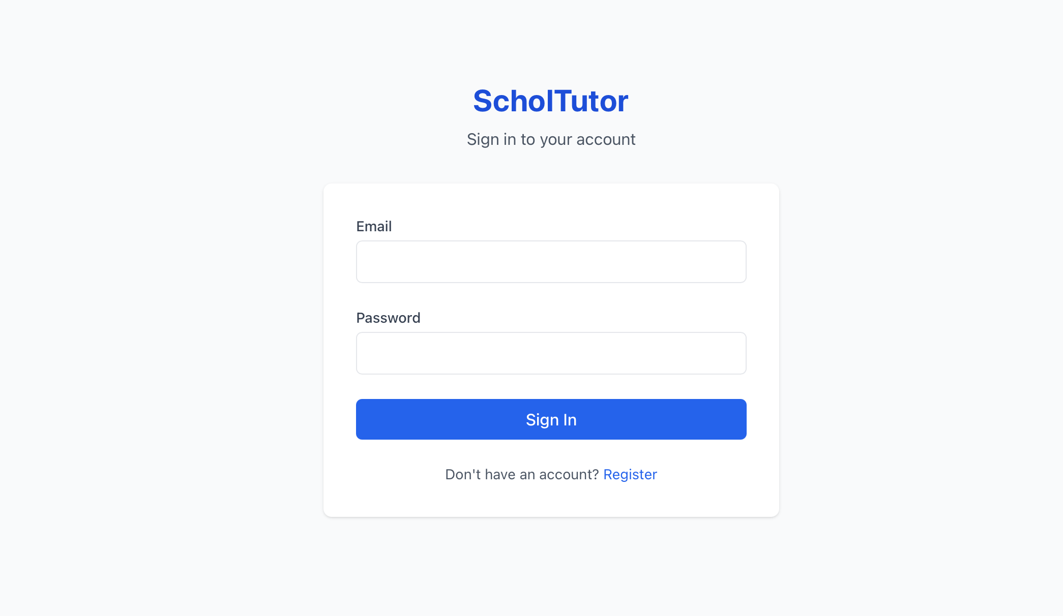 Login page